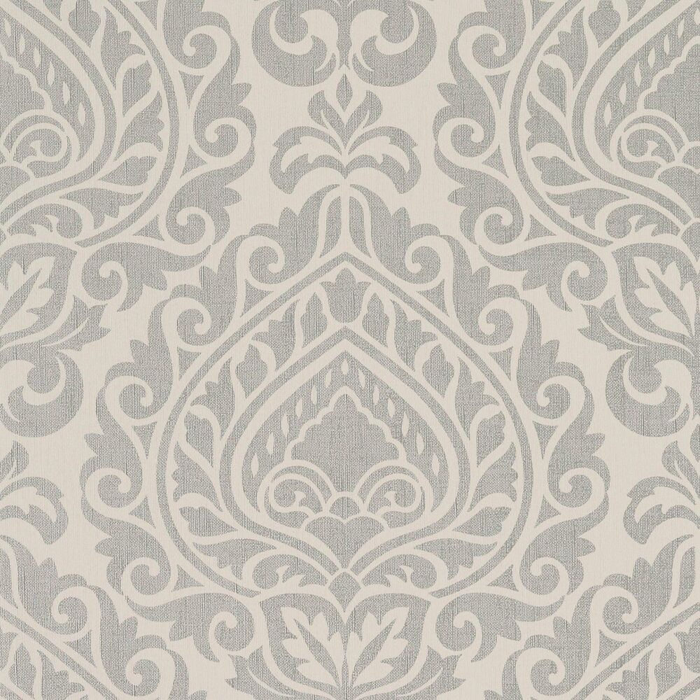 Anna French Annette Metallic Silver On Linen Wallpaper 3 Rolls NWT Imported Chic